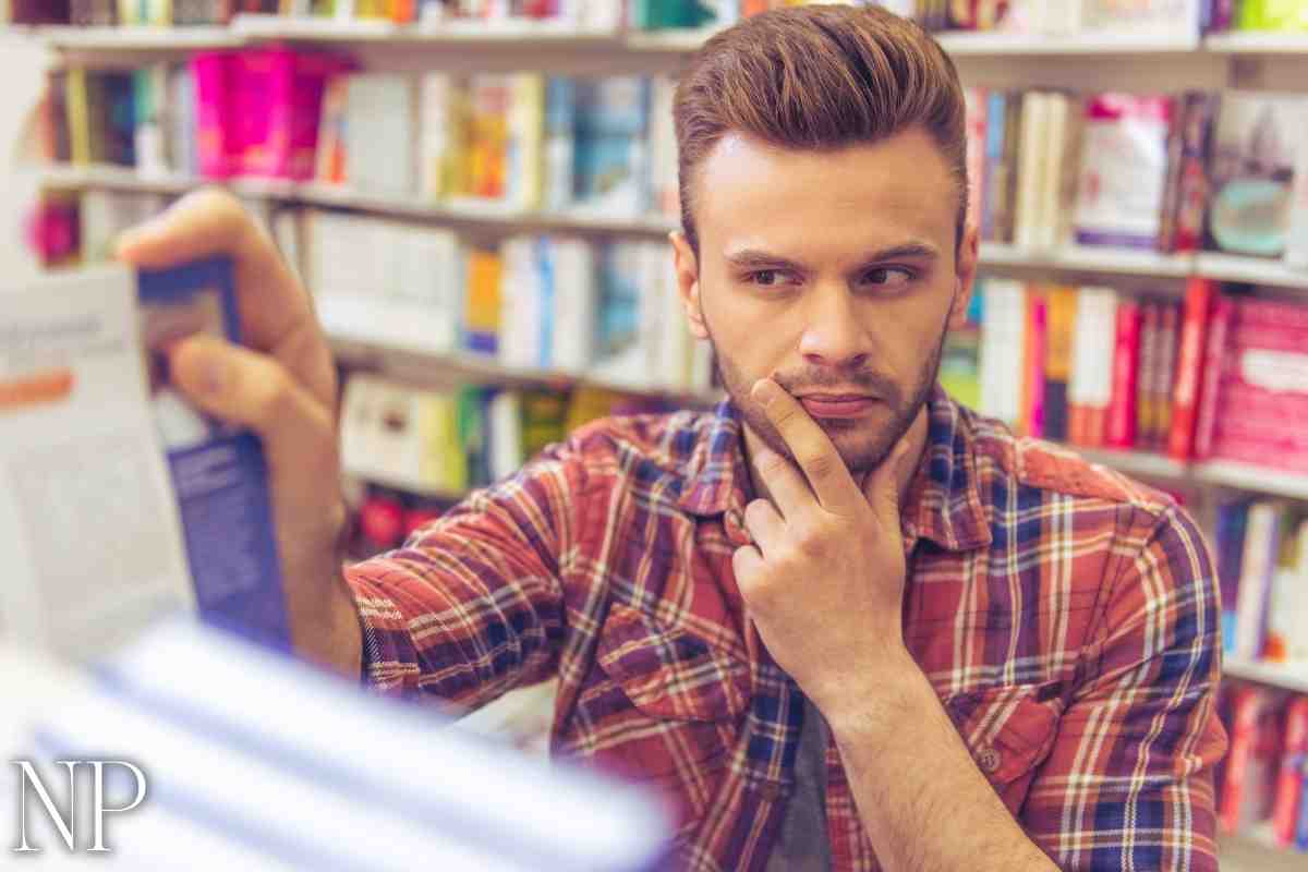 A customer choosing a book